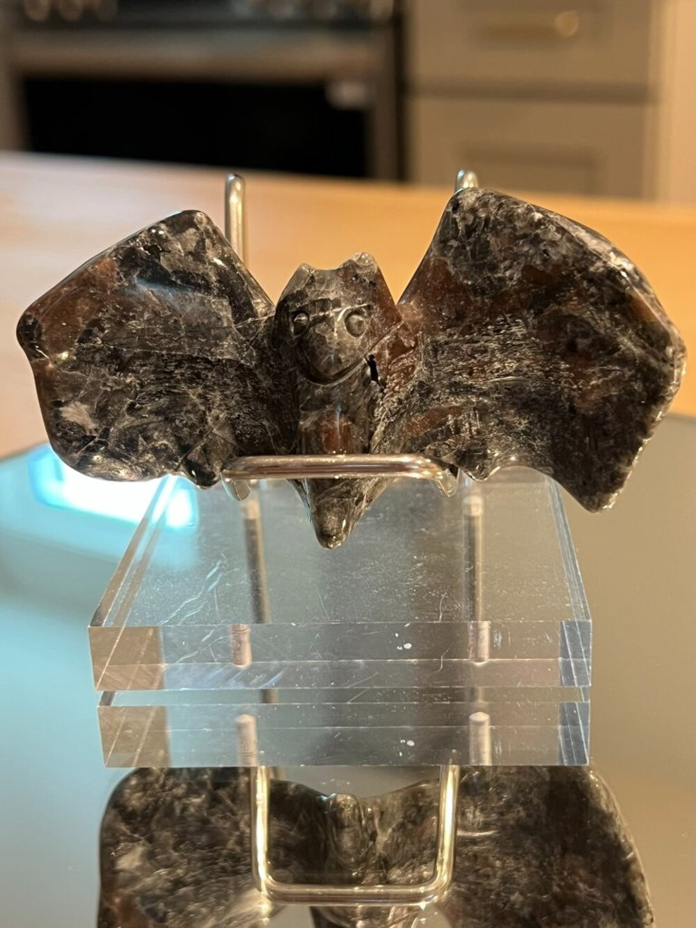 UV Reactive Natural Yooperlite Stone - Hand Carved Bat